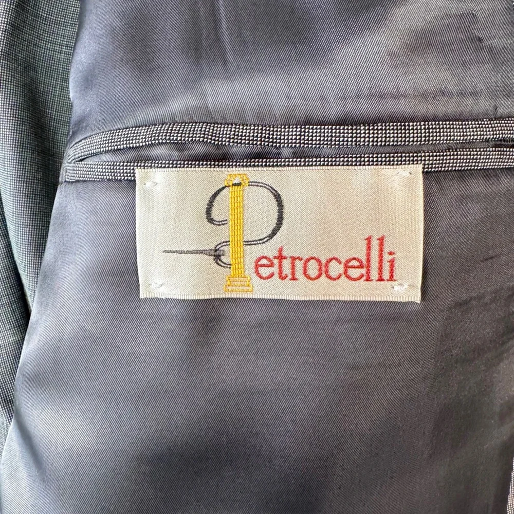 VTG Petrocelli Men 52S 2PC Gray‎ Wool Blend Suit Blazer Jacket Pants Classic Fit